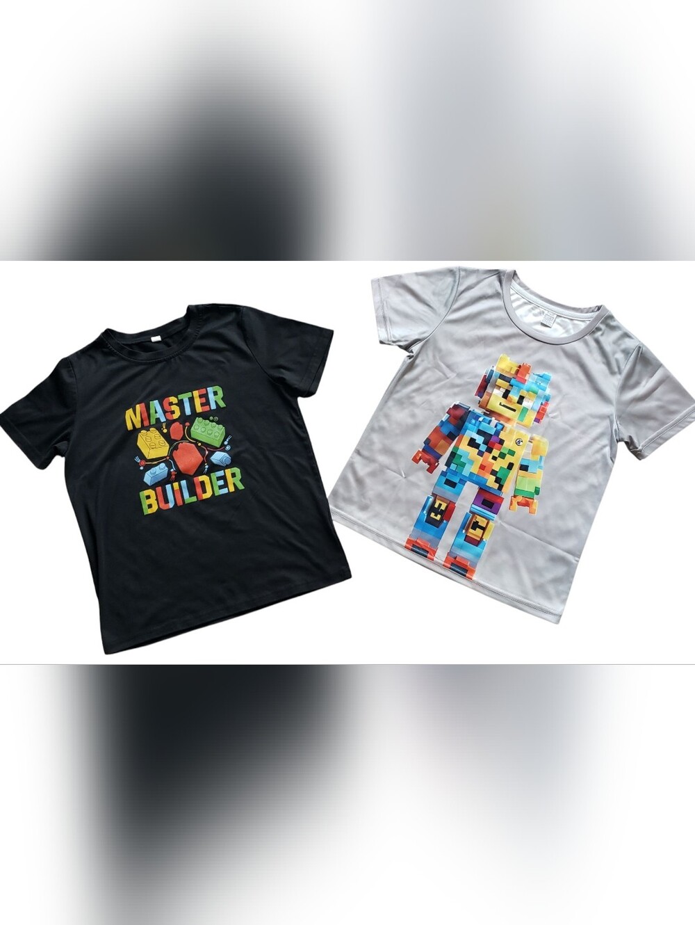 2 boys school tee shirts black and silver size Medium